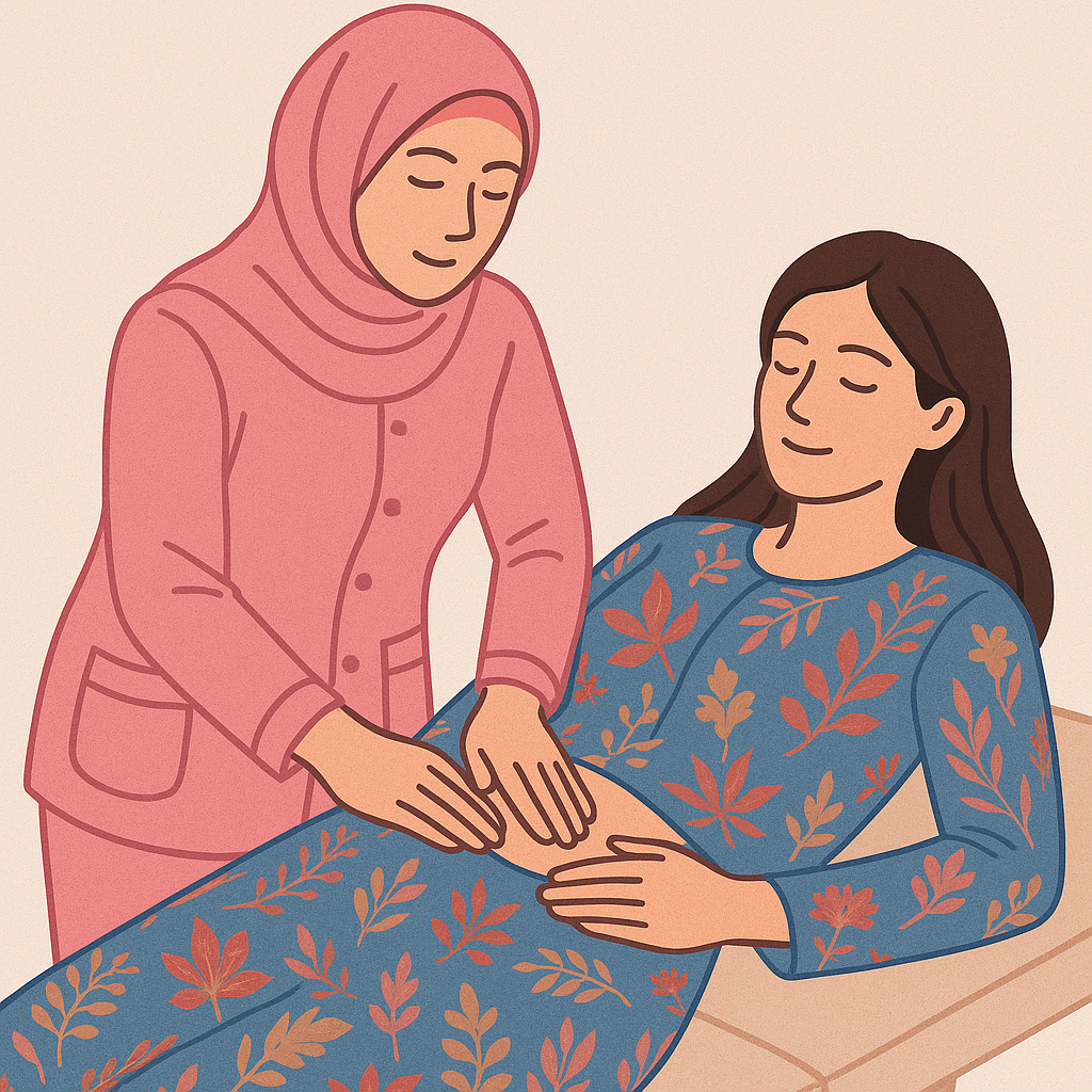 auror bidan mentrual flow relief pain massage